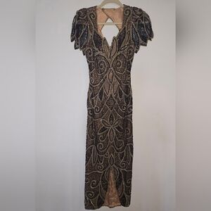 Niteline By Della Roufogali Elegant Black and Gold Evening Dress